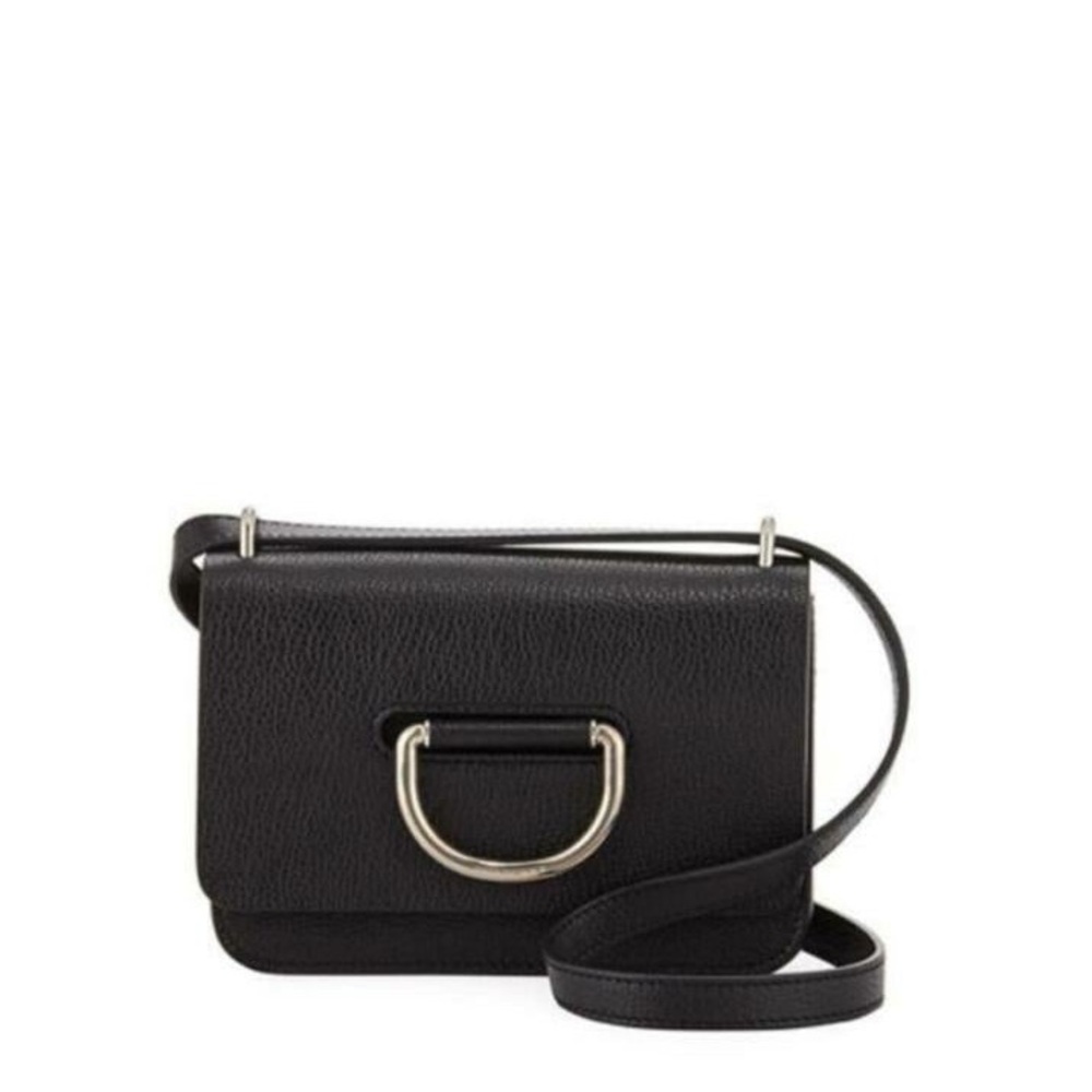 BURBERRY Classic Neutral Black Pebbled Leather D-Ring Mini Flap Crossbody Bag - Picture 17 of 17